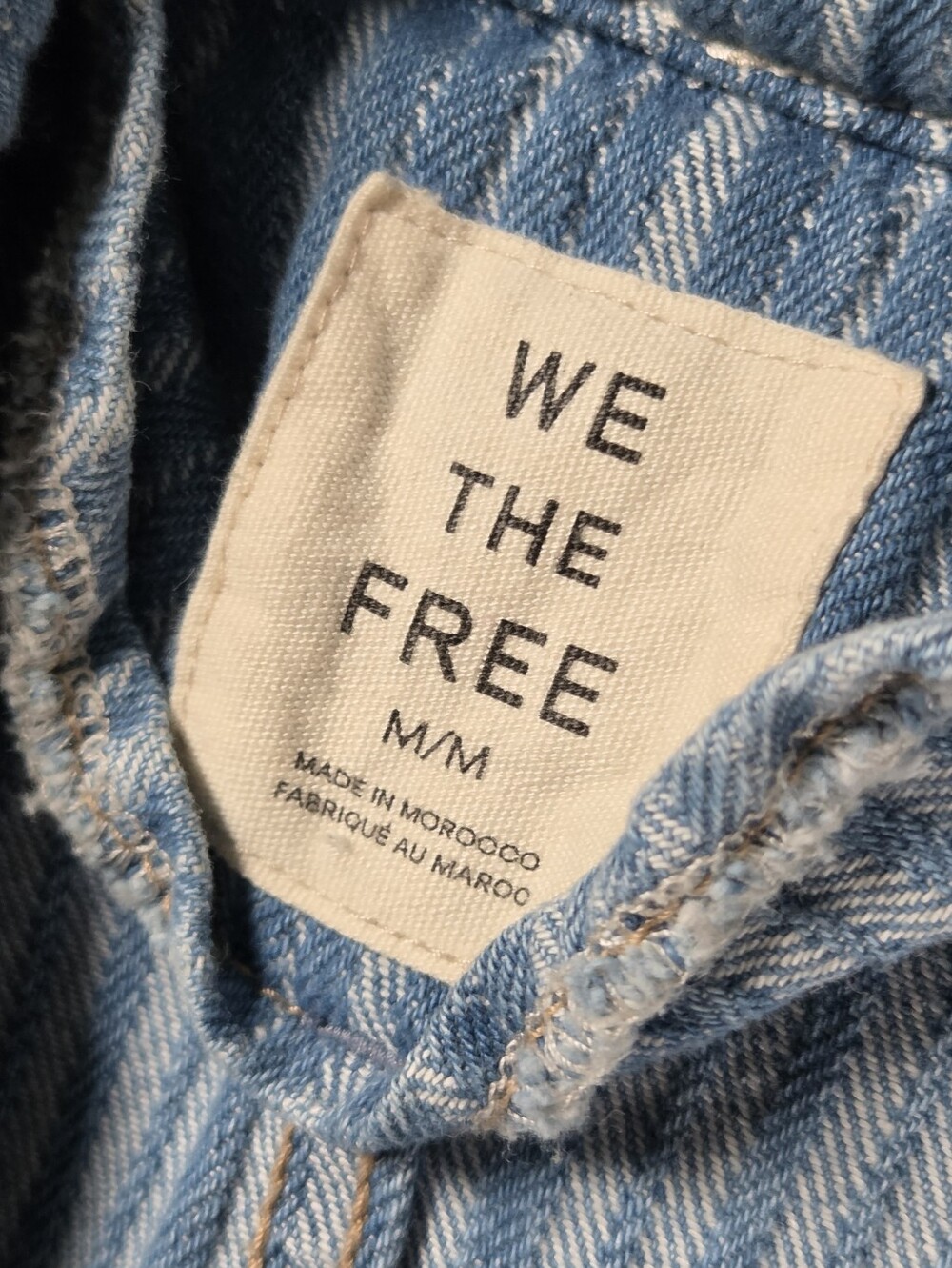 We The Free Striped Denim Romper / Utility Jumpsuit - Blue - Picture 3 of 3